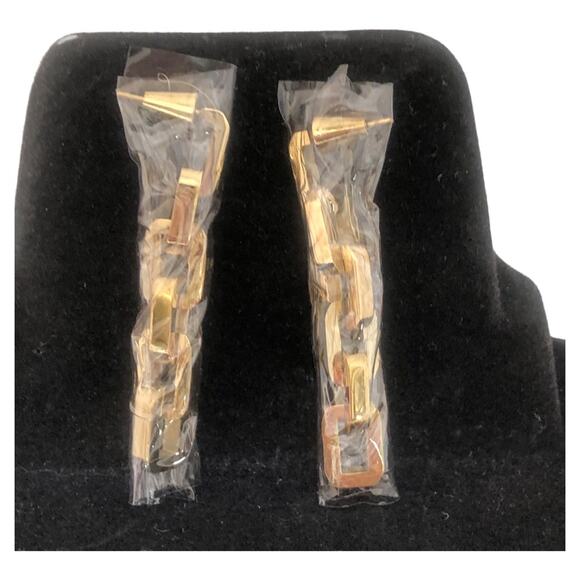 Eddie Borgo NWT Classic 12 Karat Gold Plated Supra Link Drop Earrings - Picture 1 of 15